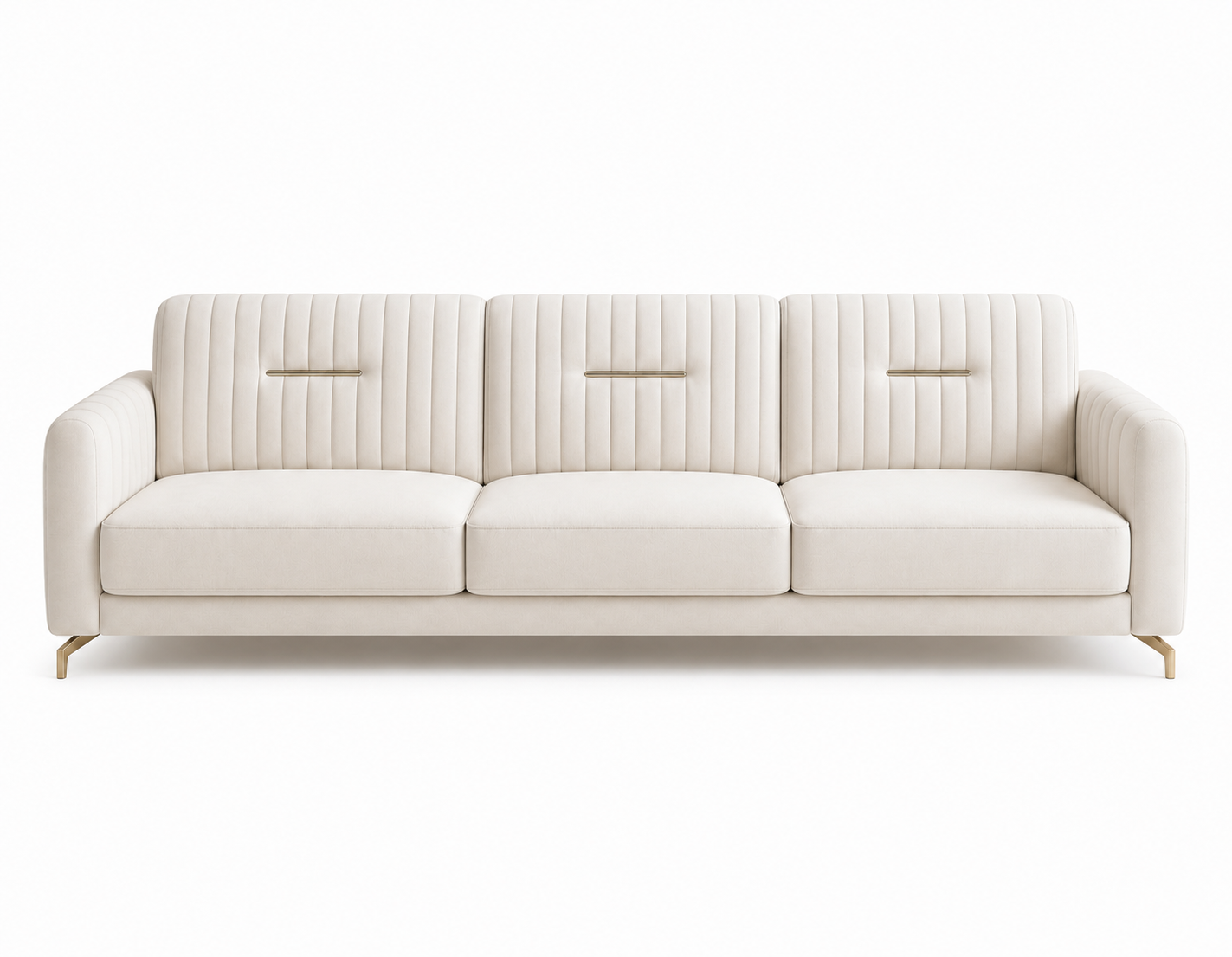 Elegant Cream 3-Seater Sofa view 2